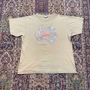 Mens Australian Art T Shirt Kangaroo Koala Aboriginal Design Tan Size L